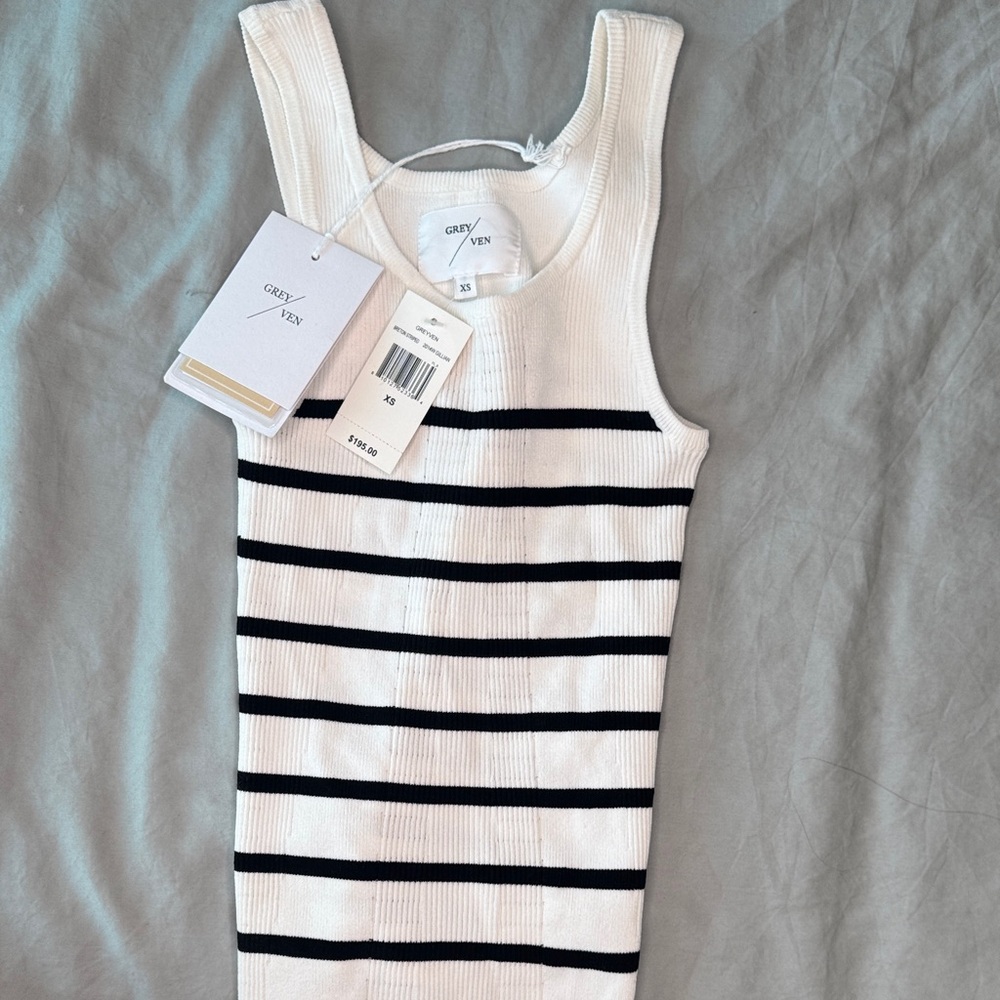 Grey Ven Striped Sleeveless Knit Top